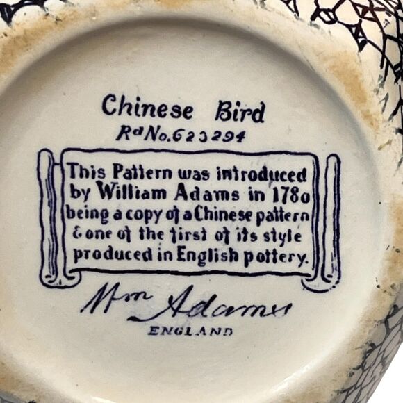 Vtg English William Adams Double Sided Blue & White Pottery Pitcher Oriental - Picture 12 of 12